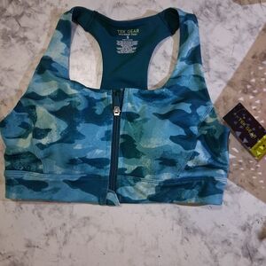 Tek Gear Teal Camouflage Zip Sports Bra